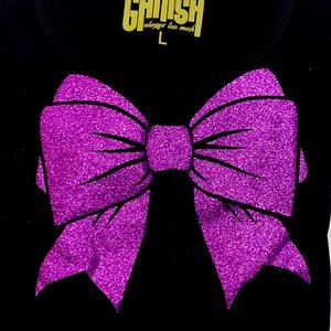 BELLA+CANVAS Women's Black Scoop Neck Tee with Glitter Bow